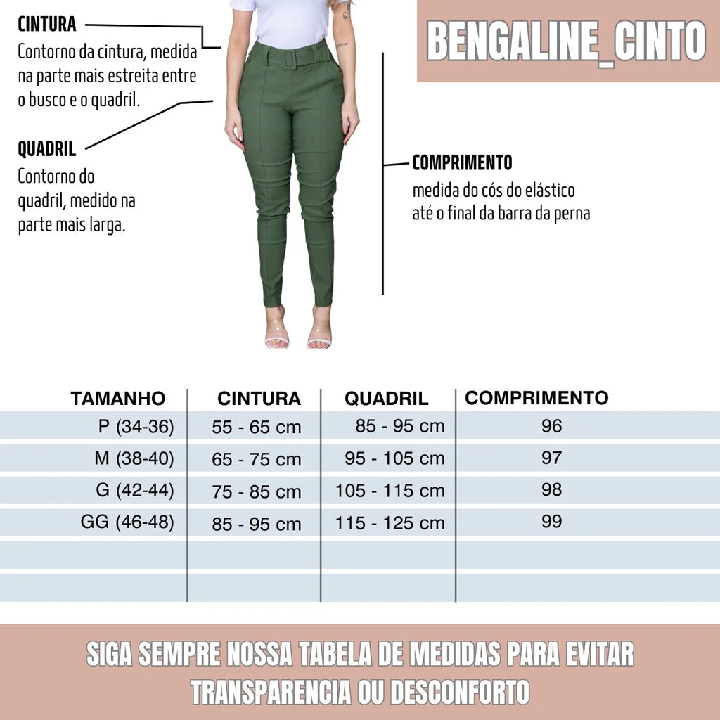 Women's Work Pants with Belt and Pocket