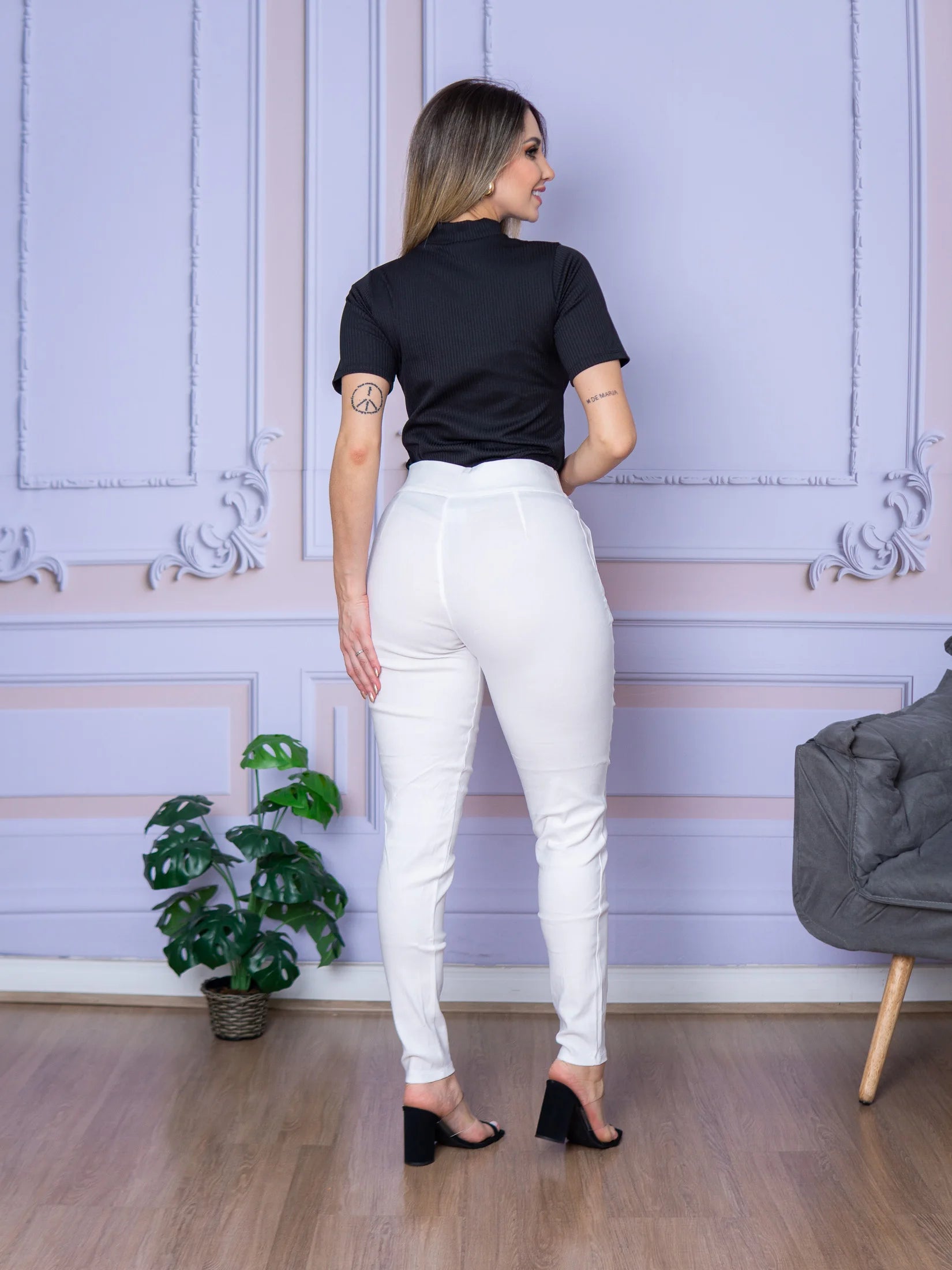Women's Work Pants with Belt and Pocket