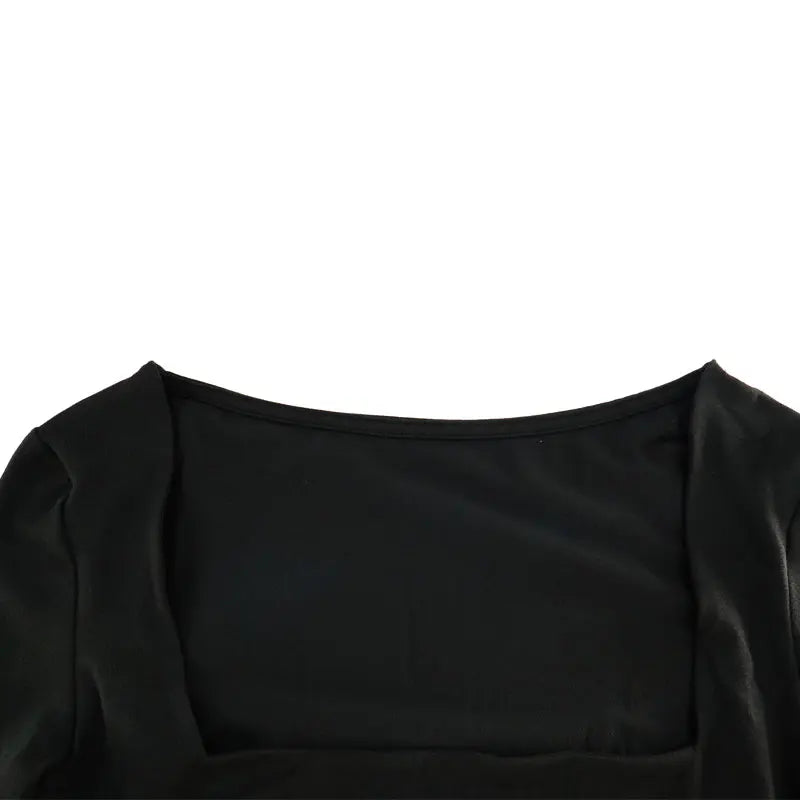 Autumn New T-shirt Women Sexy Low Chest Solid Elegant T-shirt Streetwear Fashion Long Sleeves Casual Slim Versatile Female Tees