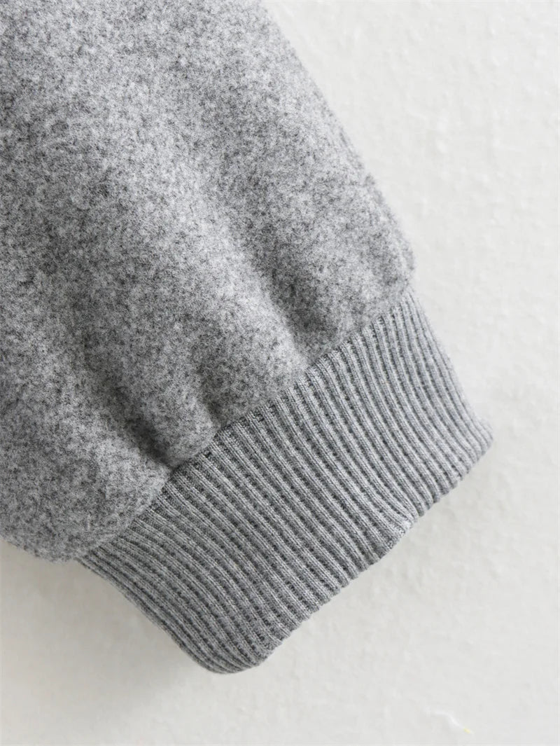 MUJER 2025 Women Jacket Cropped Bomber Jackets For Women Beige Black Tweed Jacket Woman Fashion Long Sleeve New In Short Coats