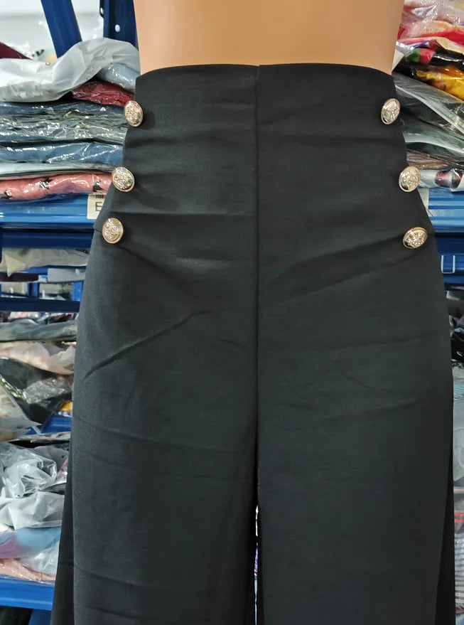 Elegant High Waist Wide Leg Bootcut Pants 2025 Summer European & American Fashion Simple Women's Flared Trousers