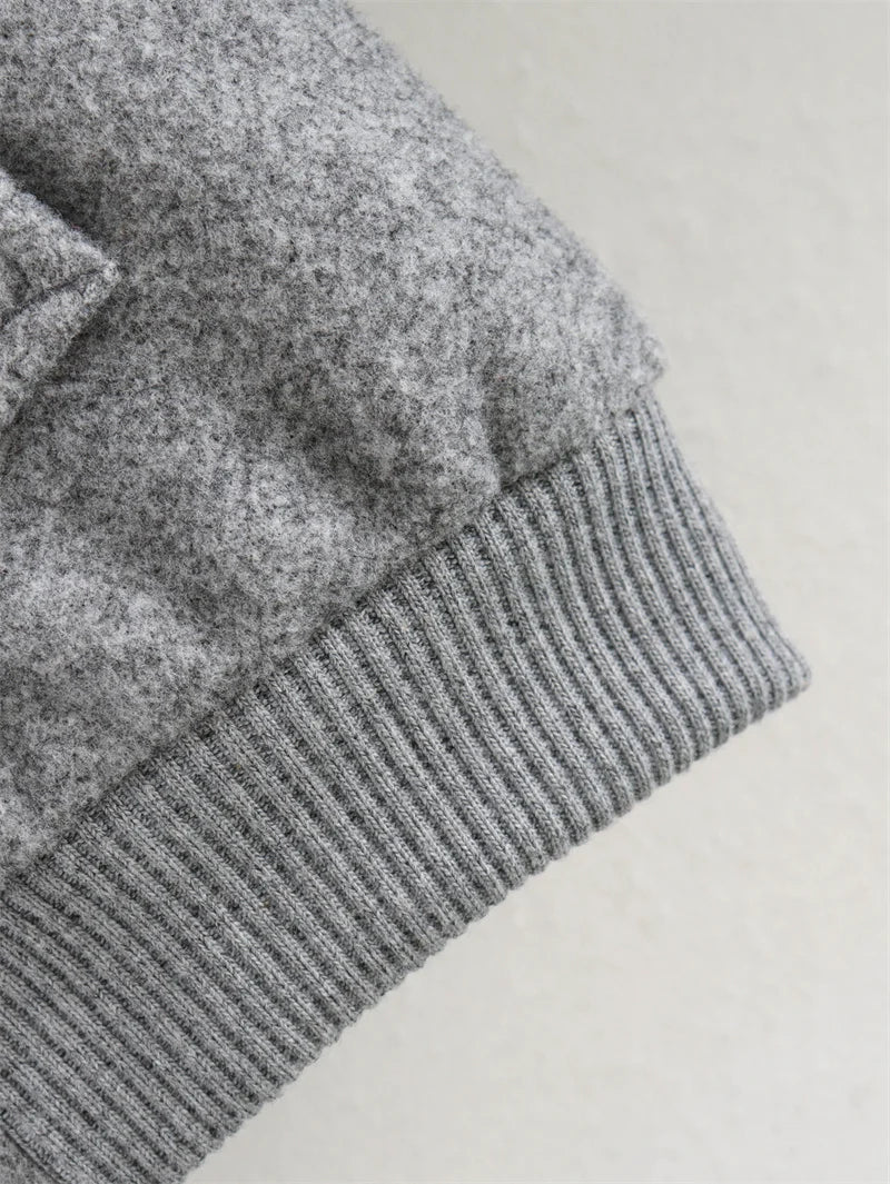 MUJER 2025 Women Jacket Cropped Bomber Jackets For Women Beige Black Tweed Jacket Woman Fashion Long Sleeve New In Short Coats