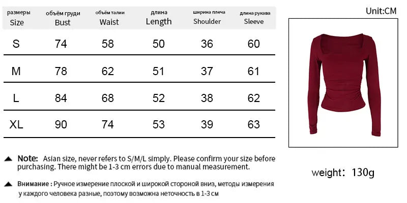 Autumn New T-shirt Women Sexy Low Chest Solid Elegant T-shirt Streetwear Fashion Long Sleeves Casual Slim Versatile Female Tees