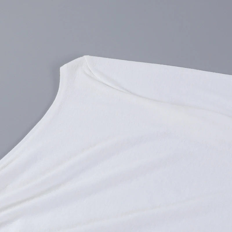 Long Sleeve Top White T-Shirts Women Basic Crop Top Autumn Pollover Solid Skew Neck T Shirt Streetwear Basic Black Y2K Tees