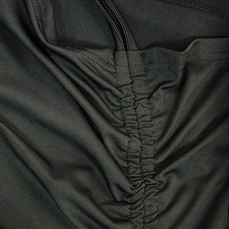 Women Black Bodycon Sexy Club Ruched Drawstring Mini Dresses Female Long Sleeve Slim Fit Party Short Vestidos 2024