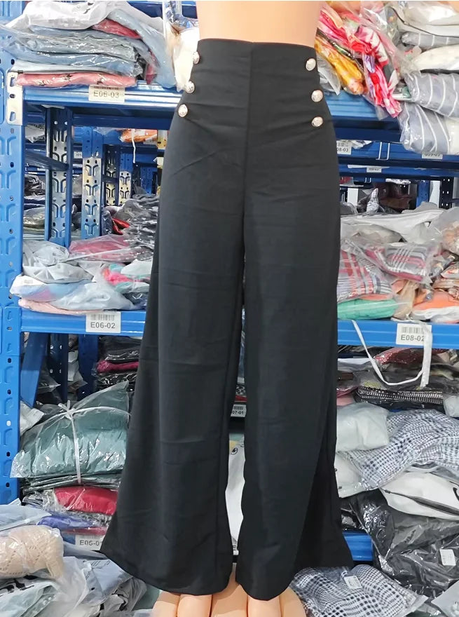 Elegant High Waist Wide Leg Bootcut Pants 2025 Summer European & American Fashion Simple Women's Flared Trousers